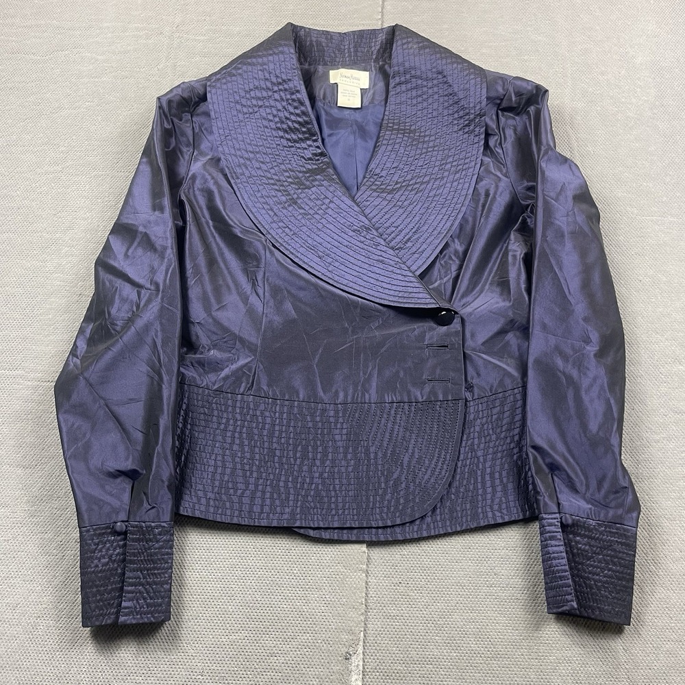 Vintage Neiman Marcus Exclusive Blazer Womens 6 Purple 100% Silk Fancy See